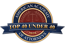 American Academy of Attorneys Top 40 Under 40 award logo - The Law Man Group, APC,.